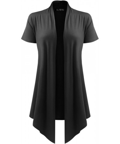 Women's Open Front Short Sleeve Cardigan (S-3XL) Acdsr001_black $11.88 Sweaters