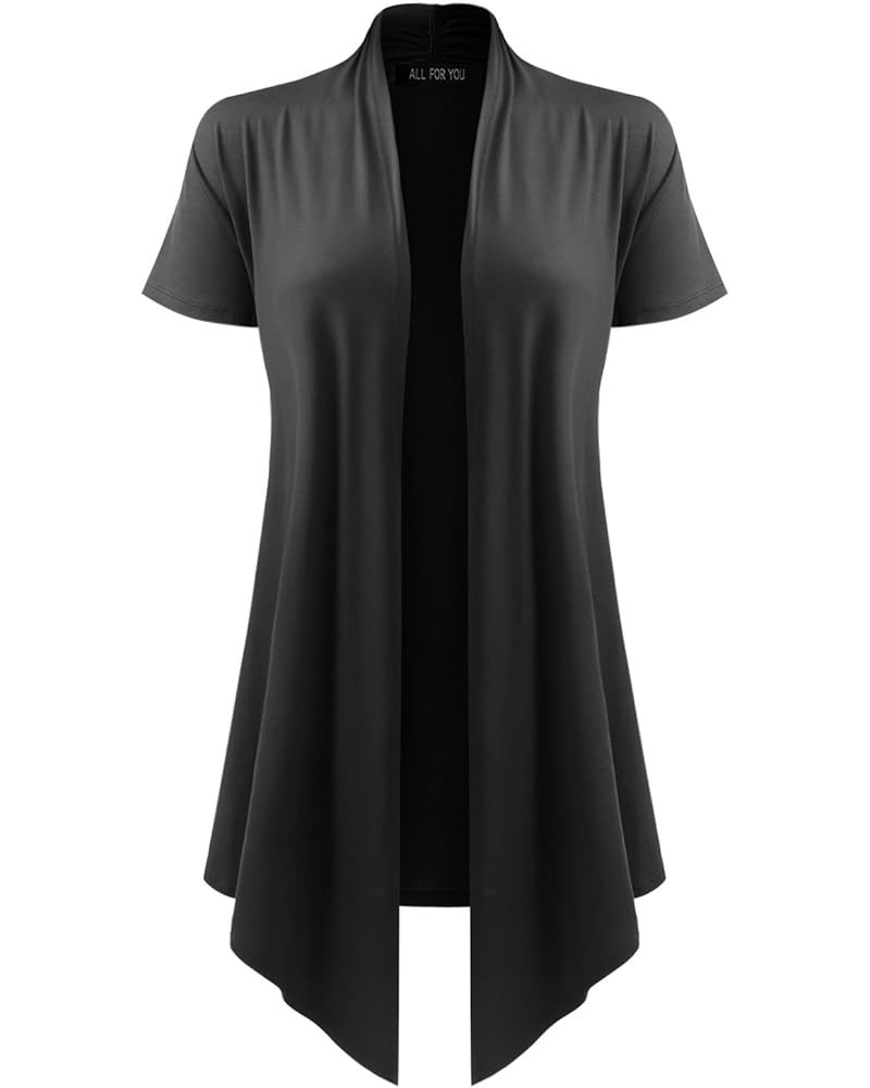 Women's Open Front Short Sleeve Cardigan (S-3XL) Acdsr001_black $11.88 Sweaters