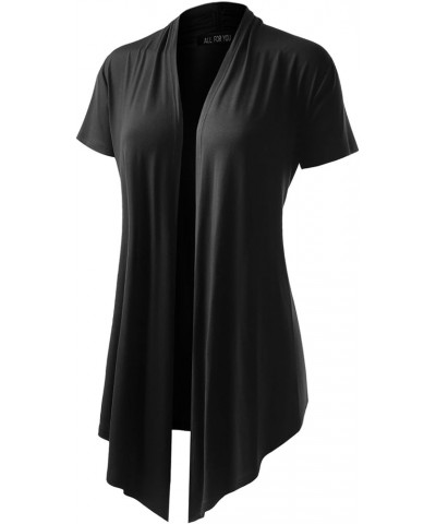 Women's Open Front Short Sleeve Cardigan (S-3XL) Acdsr001_black $11.88 Sweaters