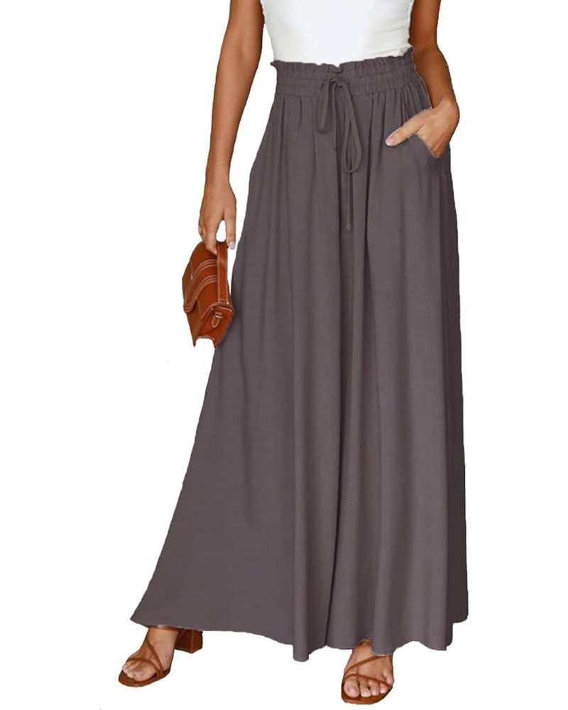 Women High Waist Casual Wide Leg Long Palazzo Pants Trousers Long Culottes Brown $13.96 Others