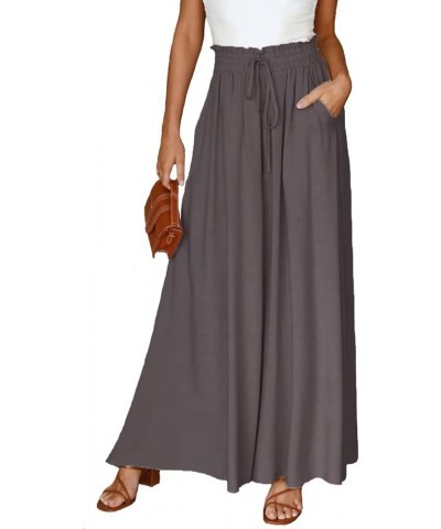 Women High Waist Casual Wide Leg Long Palazzo Pants Trousers Long Culottes Brown $13.96 Others