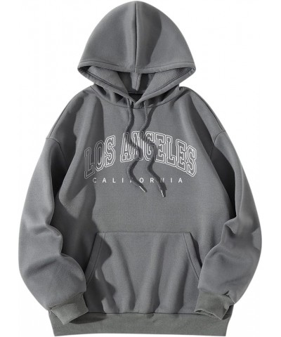 Women's Graphic Oversized Hooded Sweatshirts Fashion Cute Los Angeles California Teen Baggy Vintage Hoodies Dark Gray $8.83 H...