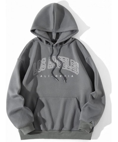 Women's Graphic Oversized Hooded Sweatshirts Fashion Cute Los Angeles California Teen Baggy Vintage Hoodies Dark Gray $8.83 H...