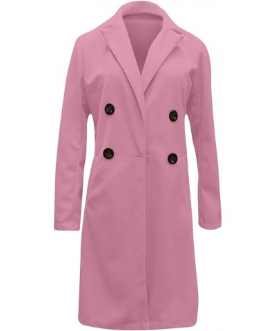 Blazer Jackets For Women,Ladies Lapel Collar Double Breasted Pea Coat Winter Wool Blend Over Coats Long Jackets Hot Pink $11....