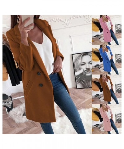 Blazer Jackets For Women,Ladies Lapel Collar Double Breasted Pea Coat Winter Wool Blend Over Coats Long Jackets Hot Pink $11....