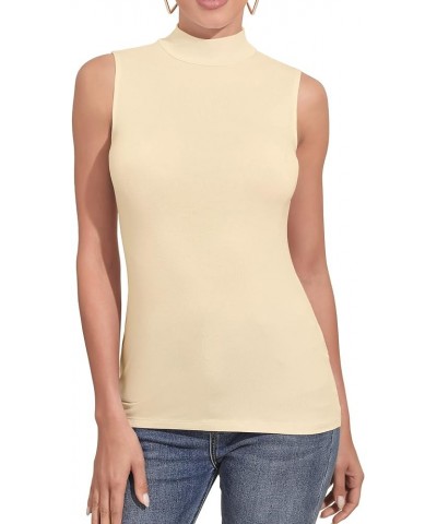 Women's Sleeveless Long Sleeves Mock Turtleneck Top Basic Stretch Fitting Pullover Lightweight Slim Shirt Sleeveless Nude $11...