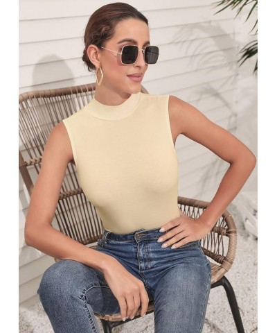 Women's Sleeveless Long Sleeves Mock Turtleneck Top Basic Stretch Fitting Pullover Lightweight Slim Shirt Sleeveless Nude $11...