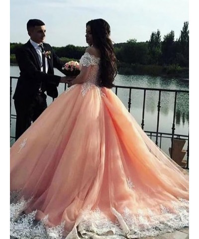 Off Shoulder Quinceanera Dresses Ball Gowns for Women 2022 Lace Puffy Tulle Long Prom Dresses with Train Dark Lavender $42.90...