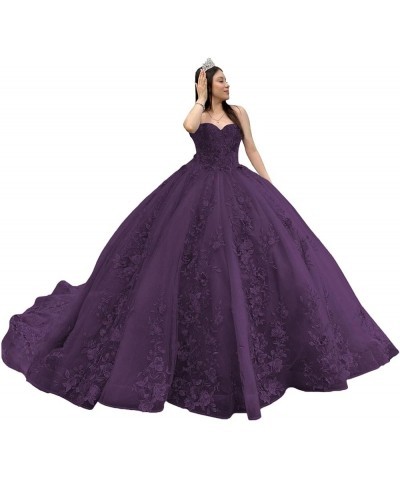 Strapless Quinceanera Dresses Ball Gown Puffy Sweet 16 Dresses for Teens Sweetheart Pegeant Gowns for Women CXL087 Plum $69.4...