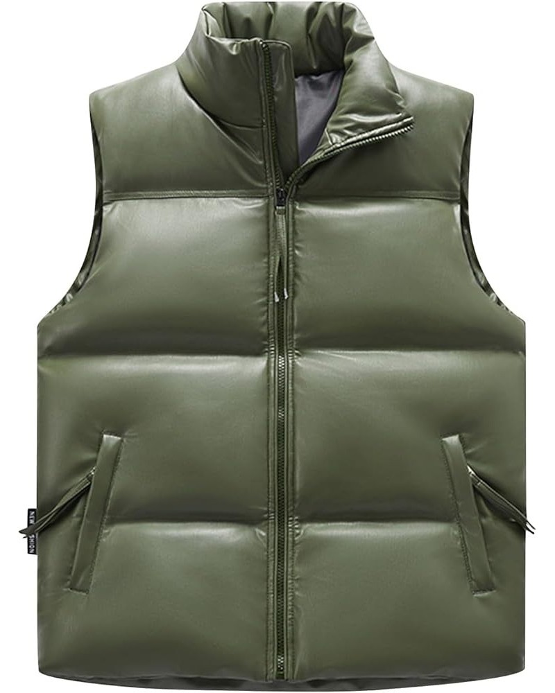 Cropped Vest,Fashion Zip Up Sleeveless Quilted Vest Plus Size Warm Outerwear Jackets Casual Fall Winter Puffer Vest 02-army G...