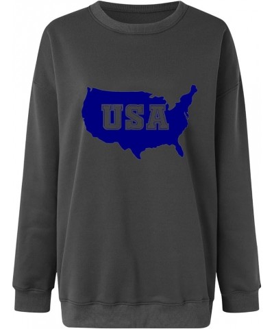 USA Sweatshirt Women Oversized American Flag Shirt Patriotic Stars Stripes Pullover 4th of July Crew Neck Tops B-black $10.59...