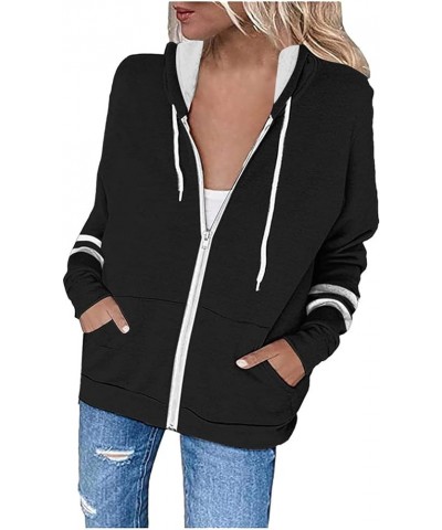 Full Zip Hoodie Y2k For Cute Hoodies For Teen Girls Casual Solid Color Hoodies Zipper Sweatshirts Jacket With Pocket 02-black...