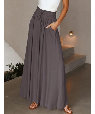 Women High Waist Casual Wide Leg Long Palazzo Pants Trousers Long Culottes Brown $13.96 Others