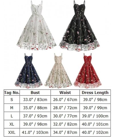 Women Keyhole Floral Embroidery Dress Sheer Mesh Illusion Vintage Cocktail Swing Dress Wedding Party Prom Tulle Evening Dress...