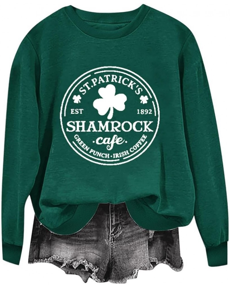 Womens St. Patrick's Day Sweatshirt Casual Long Sleeve Crewneck Shirts Irish Cute Clover Shamrock Pullover Tops 04-white $8.9...