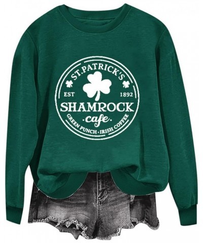 Womens St. Patrick's Day Sweatshirt Casual Long Sleeve Crewneck Shirts Irish Cute Clover Shamrock Pullover Tops 04-white $8.9...