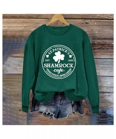 Womens St. Patrick's Day Sweatshirt Casual Long Sleeve Crewneck Shirts Irish Cute Clover Shamrock Pullover Tops 04-white $8.9...