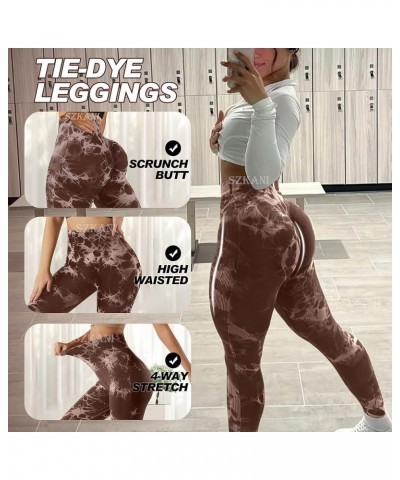 Butt Lifting Leggings for Women Booty High Waisted Workout Yoga Pants Scrunch Butt Gym Seamless Booty Tight (6f -tie Dye)-cof...