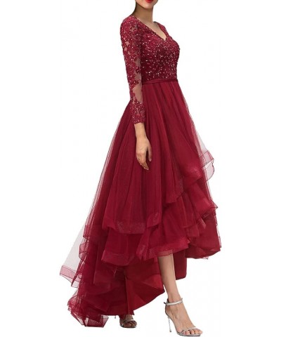 Prom Dress with Sleeves Wedding Guest Dresses for Women Tulle Bridesmaid Dresses Hi-Lo Formal Dresses Plum $34.84 Dresses