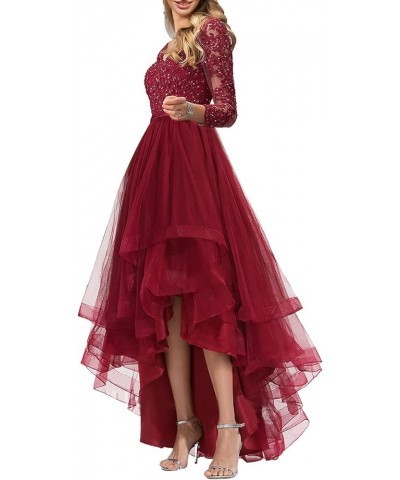 Prom Dress with Sleeves Wedding Guest Dresses for Women Tulle Bridesmaid Dresses Hi-Lo Formal Dresses Plum $34.84 Dresses