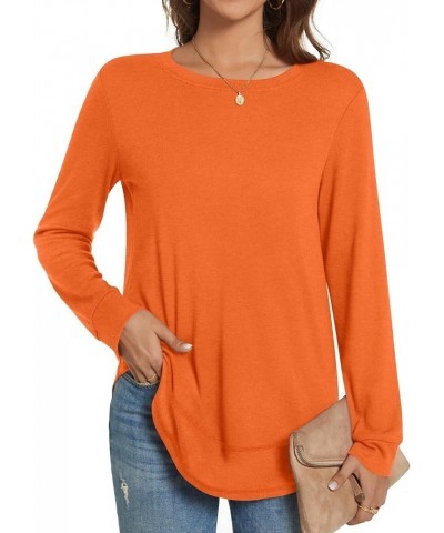 Women's Fall Casual Crewneck T-Shirts Long Sleeve Tunic Tops for Leggings Orange $11.72 Tops