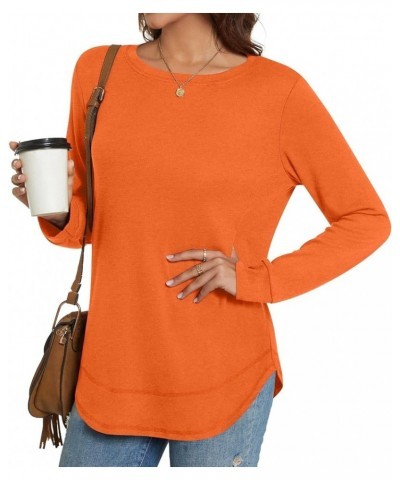 Women's Fall Casual Crewneck T-Shirts Long Sleeve Tunic Tops for Leggings Orange $11.72 Tops