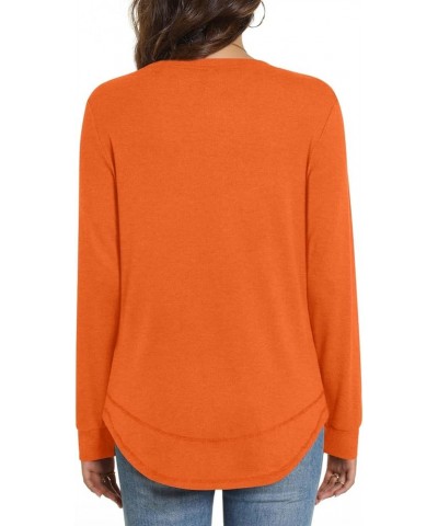 Women's Fall Casual Crewneck T-Shirts Long Sleeve Tunic Tops for Leggings Orange $11.72 Tops