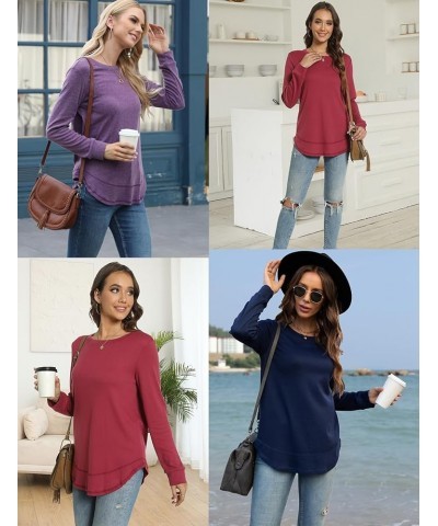 Women's Fall Casual Crewneck T-Shirts Long Sleeve Tunic Tops for Leggings Orange $11.72 Tops