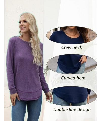 Women's Fall Casual Crewneck T-Shirts Long Sleeve Tunic Tops for Leggings Orange $11.72 Tops