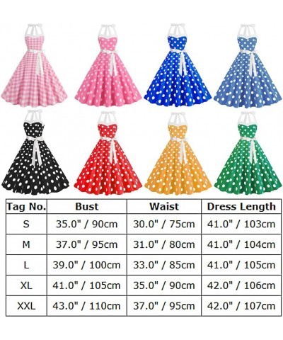 Women Vintage Spaghetti Strap Polka Dot Dress Retro 1950s A-line Swing Cocktail Party Summer Dress with Belt Lace Up Red $9.2...