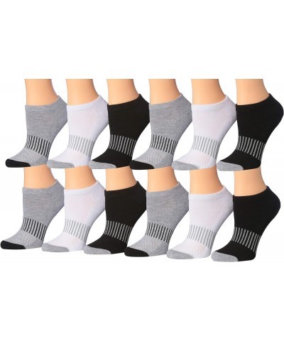 Women's & Girls 12 Pairs Low Cut Athletic Sport Peformance Socks Black White Grey Contrasting $10.75 Activewear