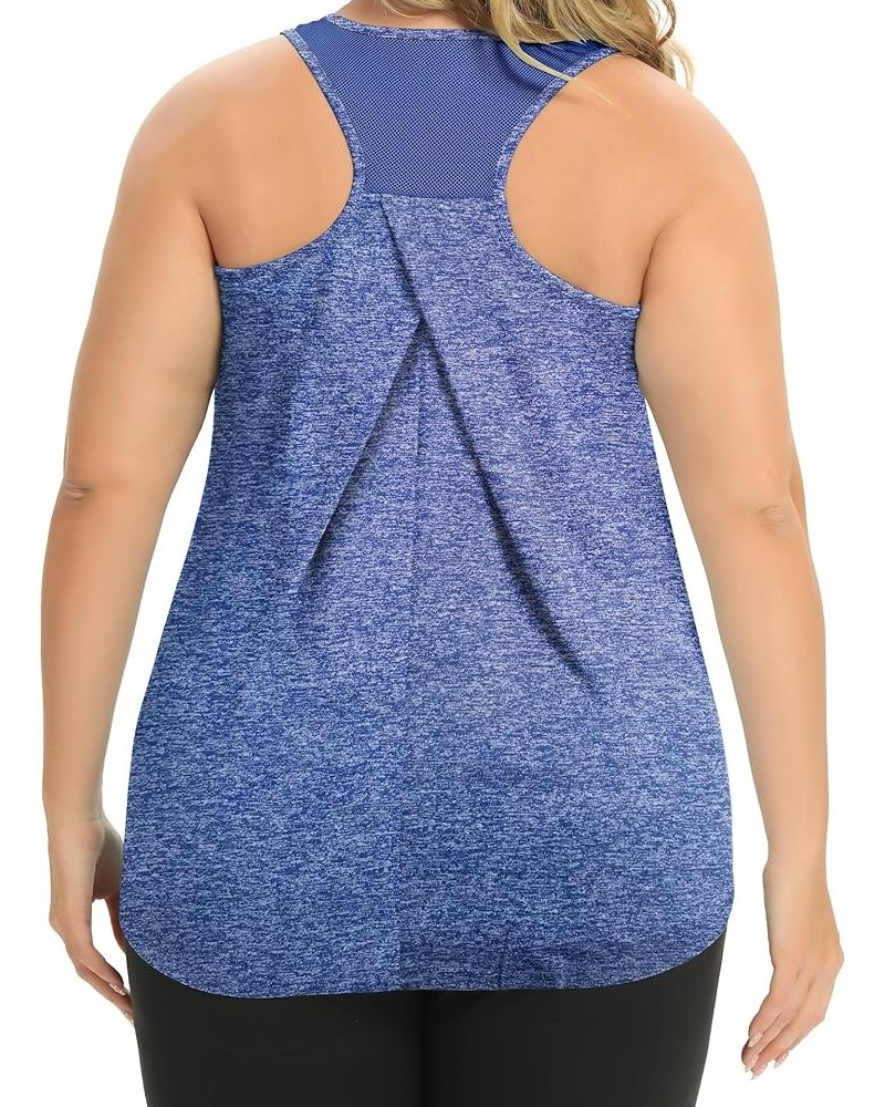 Women's Plus Size Workout Tank Tops Racerback Loose Fit Sport Athletic Tops Yoga Running Summer Shirts Bb_blue $12.99 Activewear