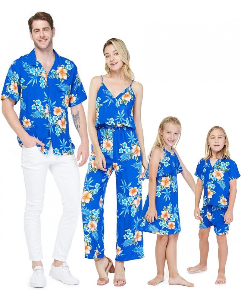 Matchable Family Hawaiian Luau Men Women Girl Boy Clothes in Hibiscus Blue Big Girl Girl Fairy $7.15 Blouses