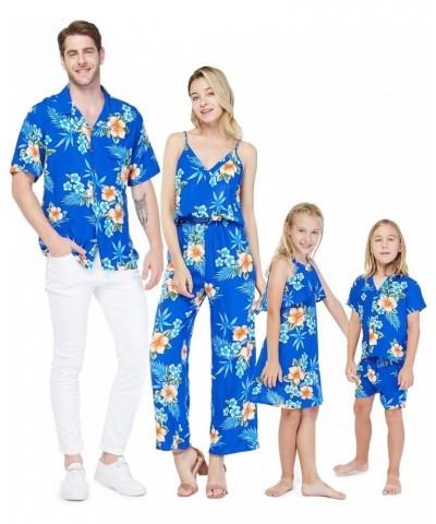 Matchable Family Hawaiian Luau Men Women Girl Boy Clothes in Hibiscus Blue Big Girl Girl Fairy $7.15 Blouses