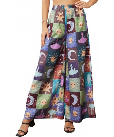 Women's All Over Print Patchwork Wide Leg Hippie Elastic High Waist Boho Pants Pattern Printed $21.45 Leggings