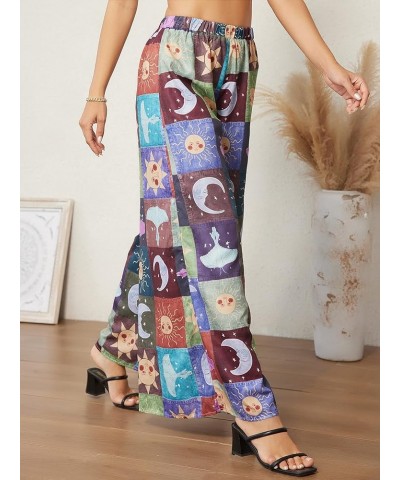 Women's All Over Print Patchwork Wide Leg Hippie Elastic High Waist Boho Pants Pattern Printed $21.45 Leggings