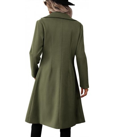 Womens Long Double Breasted Coats Lapel Collar Pea Coat Winter Slim Fit Jackets Trench Coat Outwear Army Green $27.30 Coats