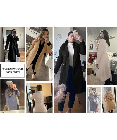 Womens Long Double Breasted Coats Lapel Collar Pea Coat Winter Slim Fit Jackets Trench Coat Outwear Army Green $27.30 Coats