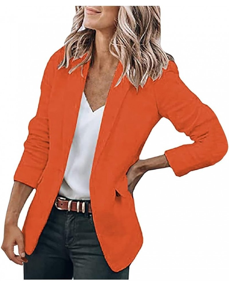 Womens Blazer 2023 Dressy Casual Office Work 3/4 Sleeve Open Front One Button Jacket Plus Size Outwear Ladies Suits B-orange ...