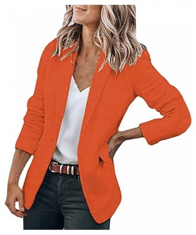 Womens Blazer 2023 Dressy Casual Office Work 3/4 Sleeve Open Front One Button Jacket Plus Size Outwear Ladies Suits B-orange ...