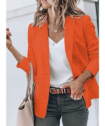 Womens Blazer 2023 Dressy Casual Office Work 3/4 Sleeve Open Front One Button Jacket Plus Size Outwear Ladies Suits B-orange ...