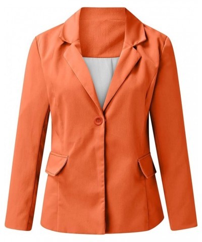 Womens Blazer 2023 Dressy Casual Office Work 3/4 Sleeve Open Front One Button Jacket Plus Size Outwear Ladies Suits B-orange ...