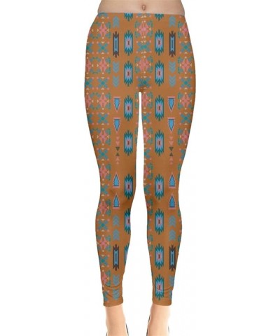 Womens Tribal Aztec African Native American Ethnic Elephant Leggings, XS-5XL Brown Aztec $17.99 Leggings