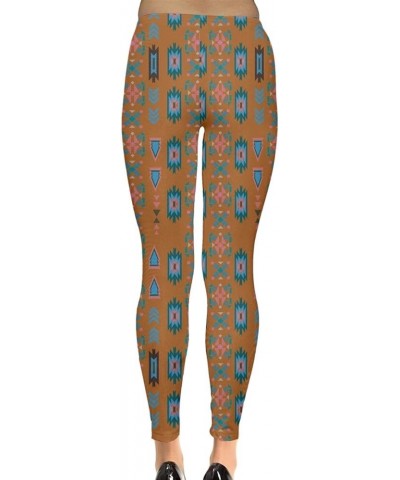 Womens Tribal Aztec African Native American Ethnic Elephant Leggings, XS-5XL Brown Aztec $17.99 Leggings