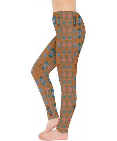 Womens Tribal Aztec African Native American Ethnic Elephant Leggings, XS-5XL Brown Aztec $17.99 Leggings