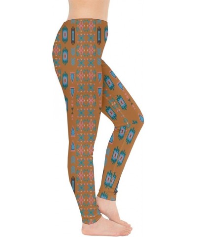 Womens Tribal Aztec African Native American Ethnic Elephant Leggings, XS-5XL Brown Aztec $17.99 Leggings