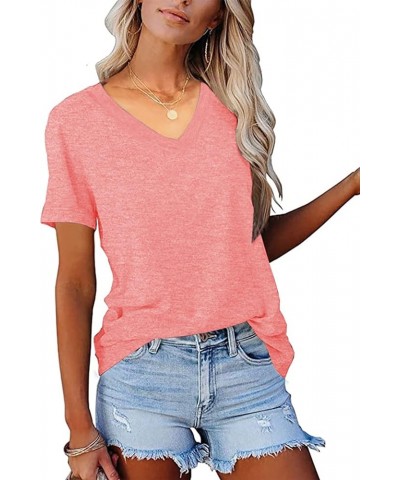 Womens Color Block Loose Long/Short Sleeve T Shirts Casual Comfy Tops Tee Shirt Women's Tunics A0023-pink $18.01 Tops