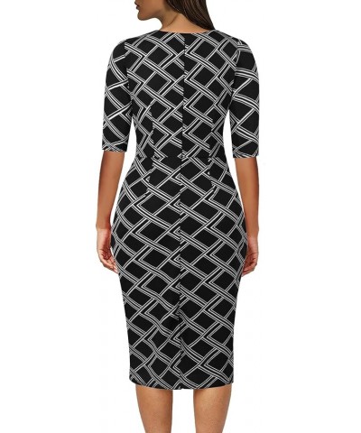 Women's Vintage Short Sleeve Polka Dot Falbala Fold Slim Fit Pencil Dress Bkep $18.24 Dresses