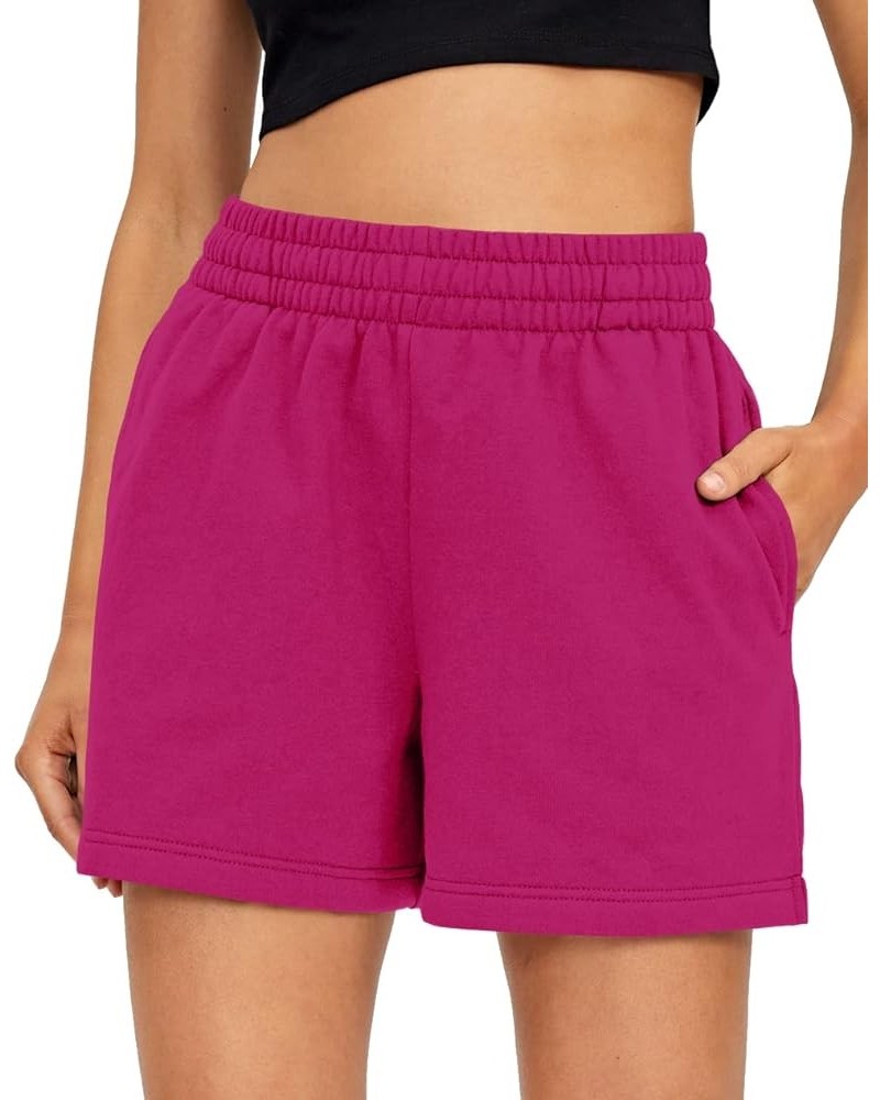 Women's Shorts Casual Summer Drawstring Comfy Elastic High Waist Running Shorts with Pockets Rosered $10.79 Activewear