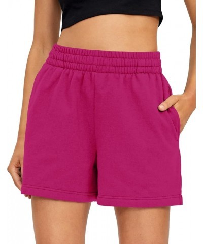 Women's Shorts Casual Summer Drawstring Comfy Elastic High Waist Running Shorts with Pockets Rosered $10.79 Activewear